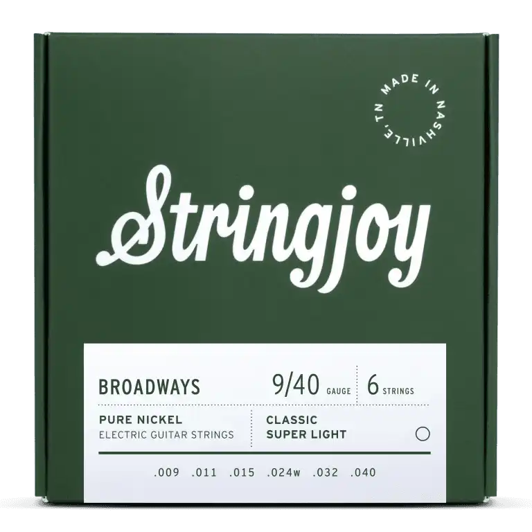Stringjoy Broadways | Classic Super Light Gauge (9-40) Pure Nickel Electric Guitar Strings