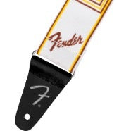 Fender WeighLess™ Monogram Strap, White/Brown/Yellow, 2"