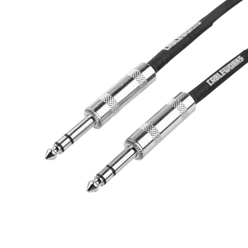 The Cableworks Backline Series 10-foot balanced patch cable ¼-inch TRS male to ¼-inch TRS male connectors