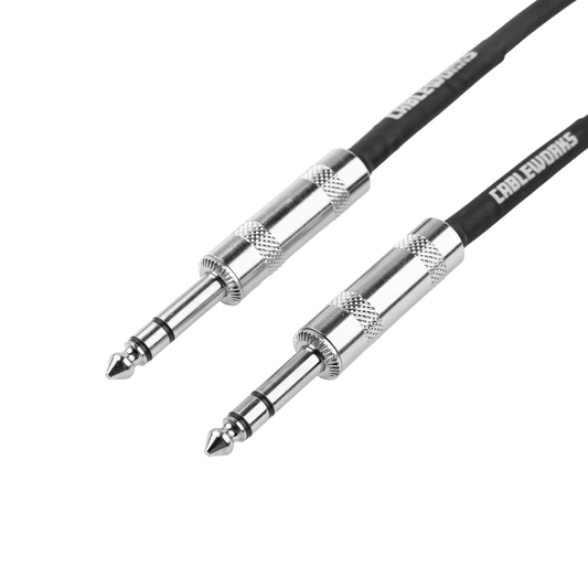 The Cableworks Backline Series 10-foot balanced patch cable ¼-inch TRS male to ¼-inch TRS male connectors