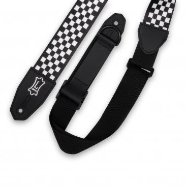 Levy's Right Height™ 2-Inch-Wide Polyester Guitar Strap with Black & White Checkered Motif