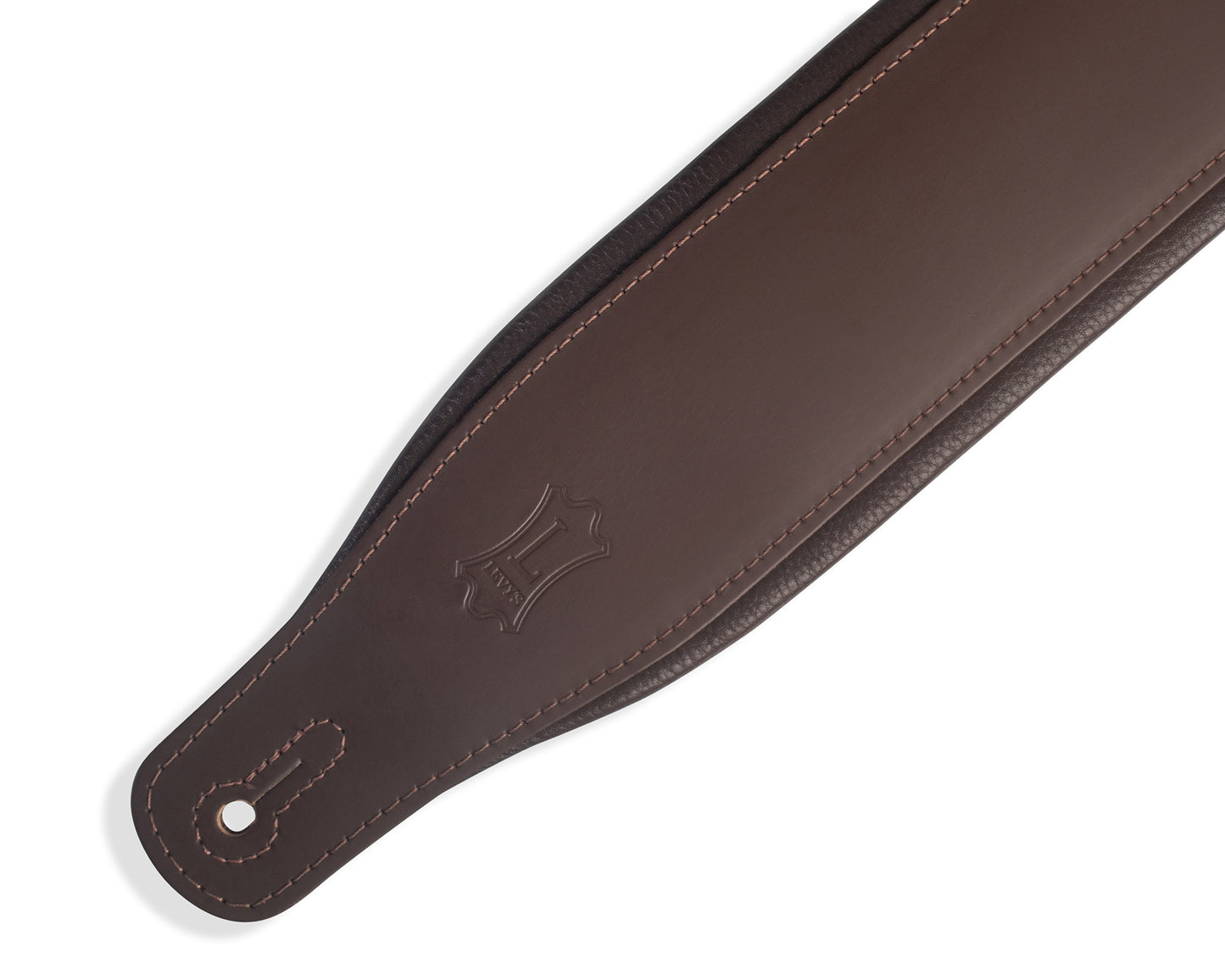 3 inch Top Grain Leather Guitar Strap in Dark Brown With 1/4 inch Foam Wrapped I...