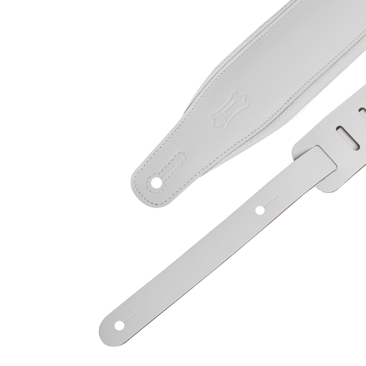 White Top Grain Leather Guitar Straps