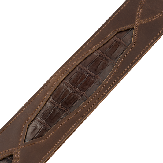 Levy's Brown/Whiskey Crocodile Leather Guitar Strap