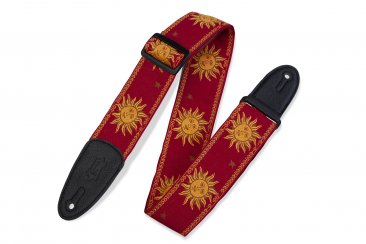 2" Sun Design Jacquard Weave Guitar Strap With Garment Leather Backing, Genuine ...