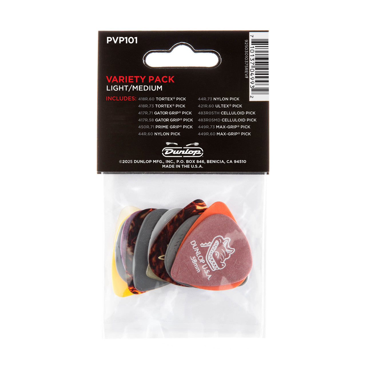 Dunlop Picks Variety Pack Light/Medium Players 12 Pack