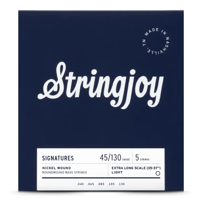 Stringjoy Light Gauge (45-130) 5 String Long Scale Nickel Wound Bass Guitar Strings