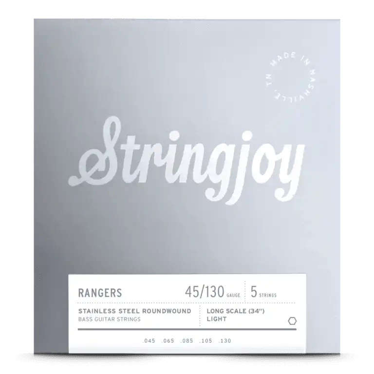 Stringjoy Rangers | Light Gauge (45-130) 5 String Long Scale Stainless Steel Bass Guitar Strings
