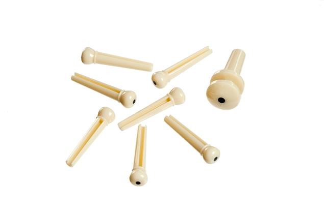 Planet Waves Injected Molded Bridge Pins With End Pin, Set Of 7, Ivory With Blac...