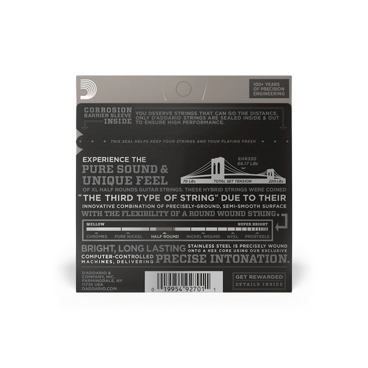 D'Addario EHR320 09-42 Super Light, XL Half Rounds Electric Guitar Strings