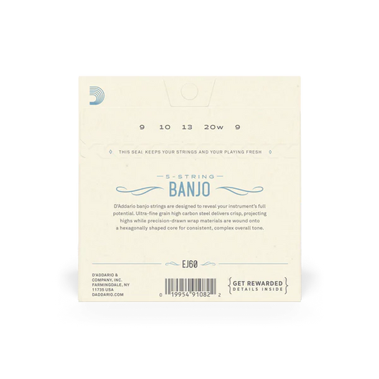 D'Addario EJ60 5-String Banjo Strings, Nickel, Light, 9-20