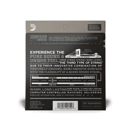 D'Addario ENR71-5 Half Round 5-String Bass Guitar Strings, Regular Light, 45-130...