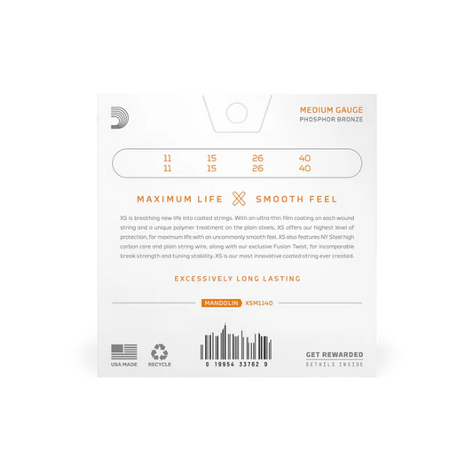 D'Addario XSM1140 Mandolin Phosphor Bronze, Medium, 11-40