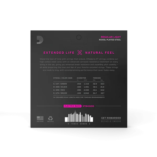 D'Addario 45-100 Regular Light, Long Scale Coated Bass Strings