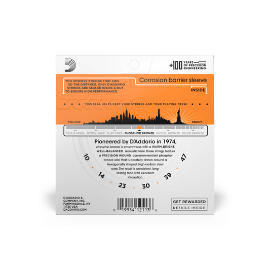 D'Addario EJ15 Phosphor Bronze Acoustic Guitar Strings, Extra Light, 10-47