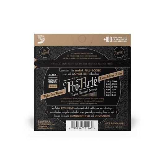 D'Addario EJ45 Pro-Arte Nylon Classical Guitar Strings, Normal Tension
