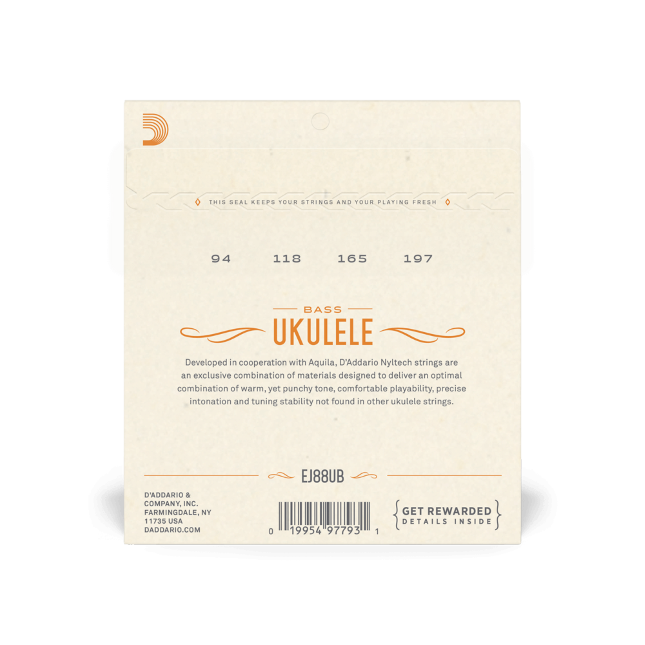 D'Addario EJ88UB Nyltech Ukulele Strings, Bass