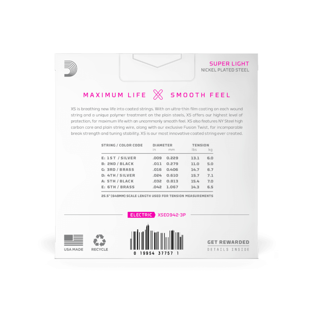 D'Addario XSE0946 Nickel Wound Electric Guitar Strings, Super Lt Top/Reg Btm, 09...