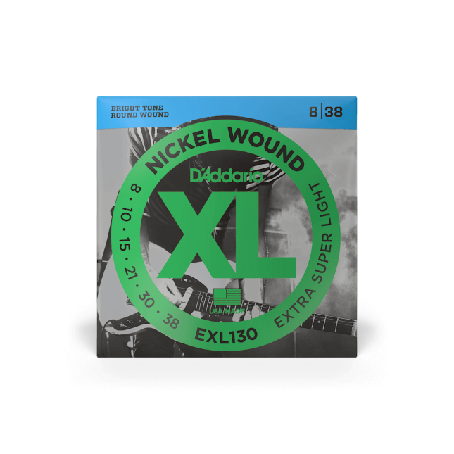 D'Addario EXL130 Nickel Wound Electric Guitar Strings, Extra-Super Light, 08-38