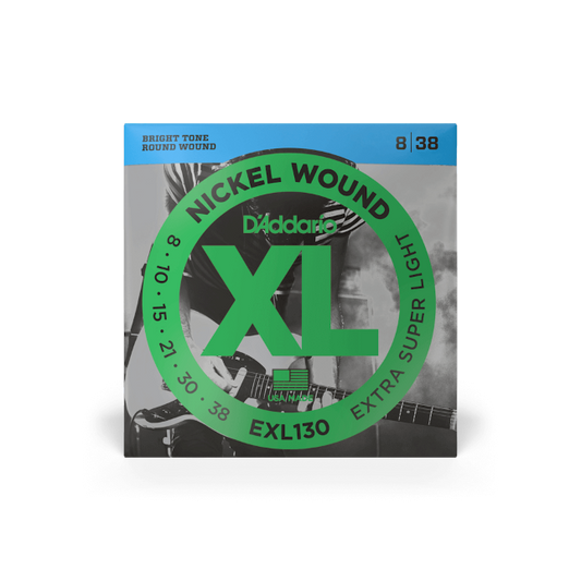D'Addario EXL130 Nickel Wound Electric Guitar Strings, Extra-Super Light, 08-38