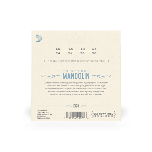 D'Addario EJ73 Mandolin Strings, Phosphor Bronze Light, 10-38