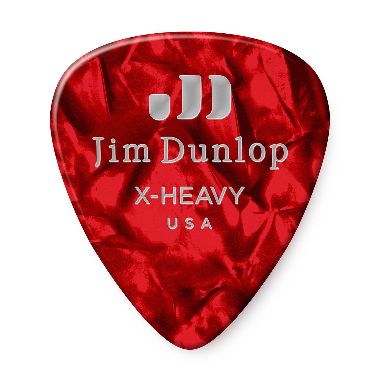 DUNLOP CELLULOID RED PEARLOID PICK EXTRA HEAVY