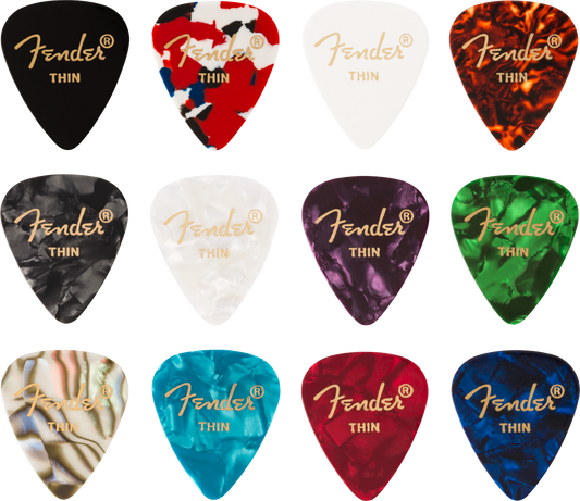 Fender 351 Shape, Celluloid Medley, Thin 12-Pack