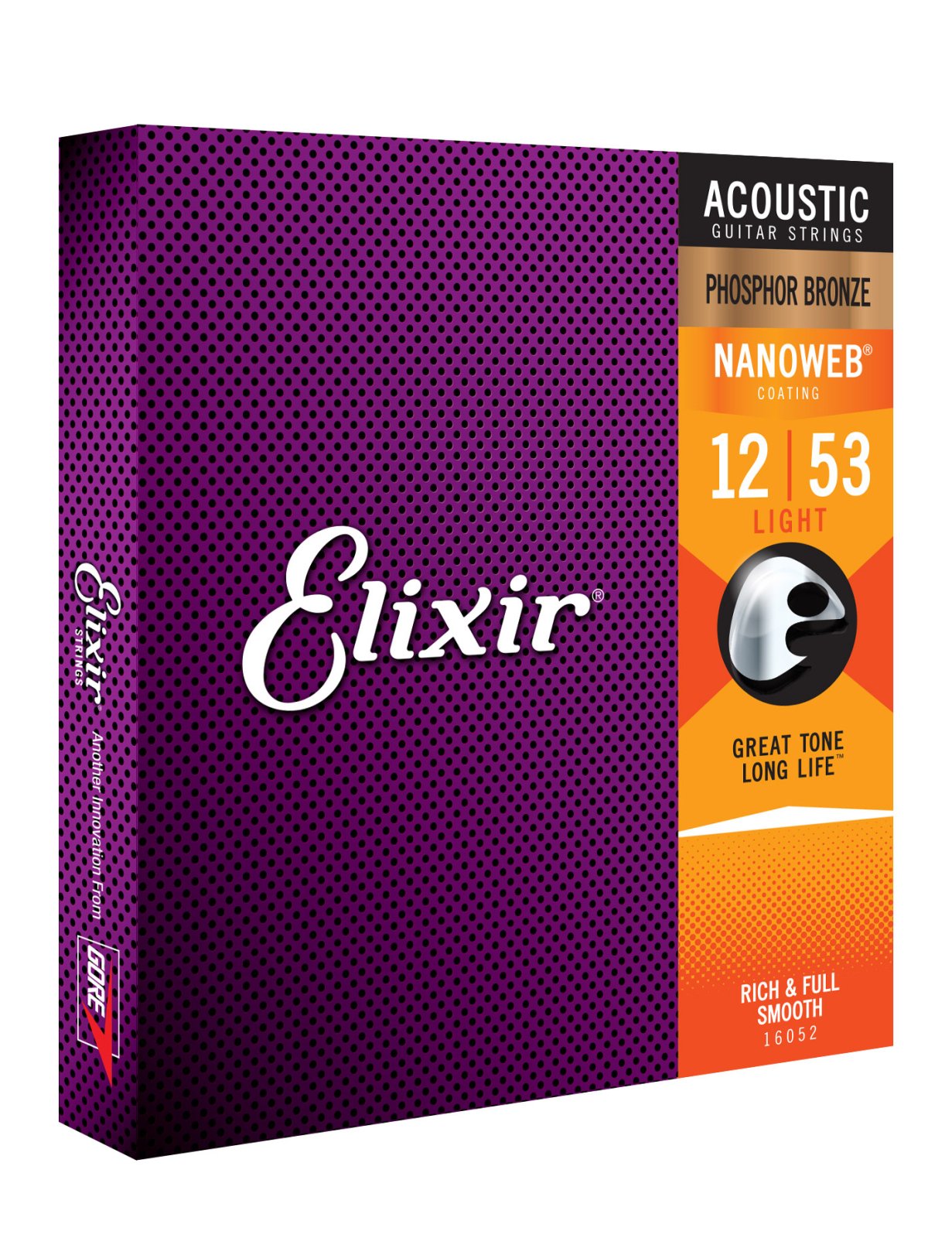 Elixir 16052 Phosphor Bronze Acoustic Guitar Strings with NANOWEB. Light 12-53