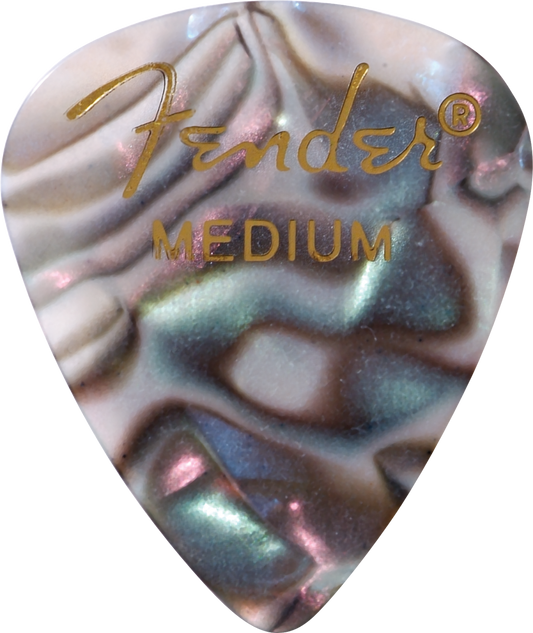 Fender Premium Celluloid 351 Shape Picks, Medium, Abalone, 12-Pack