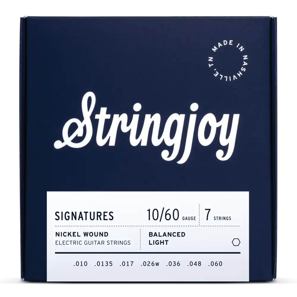 Stringjoy Signatures | 7 String Balanced Light Gauge (10-60) Nickel Wound Electric Guitar Strings
