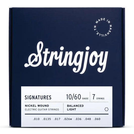 Stringjoy Signatures | 7 String Balanced Light Gauge (10-60) Nickel Wound Electric Guitar Strings