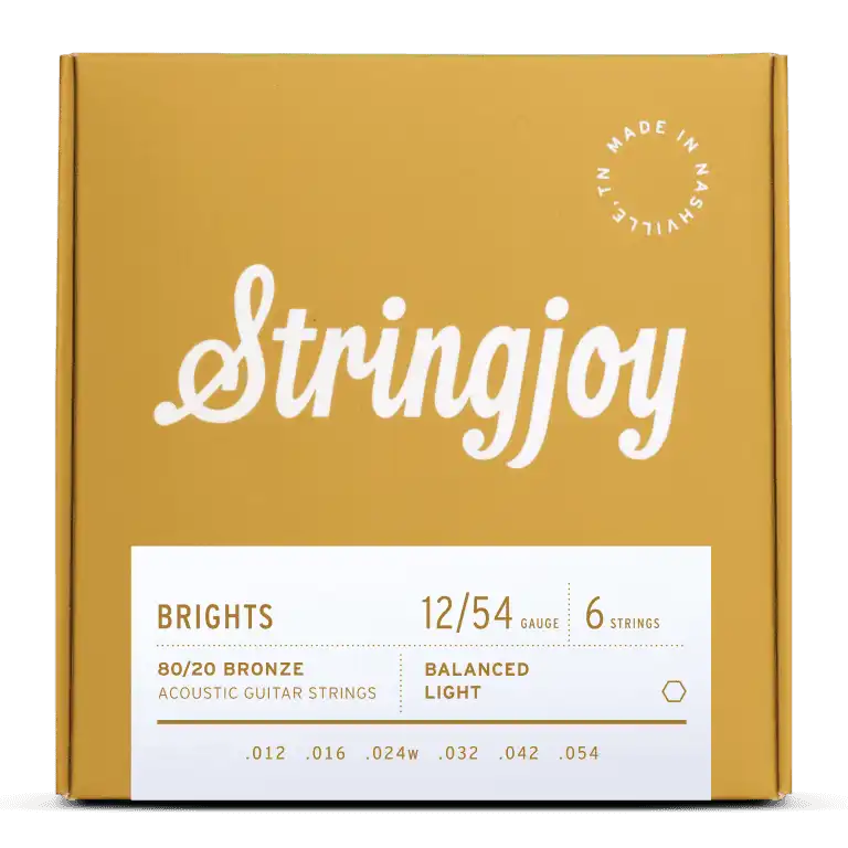 Stringjoy Brights | Light Gauge (12-54) 80/20 Bronze Acoustic Guitar Strings