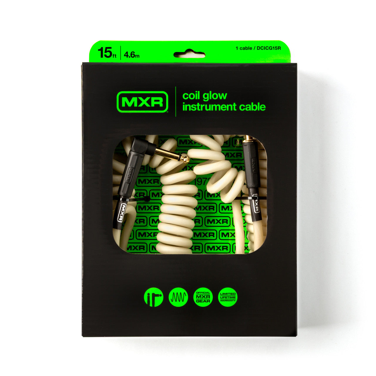 MXR® 15 FT COIL CABLE GLO RIGHT / STRAIGHT