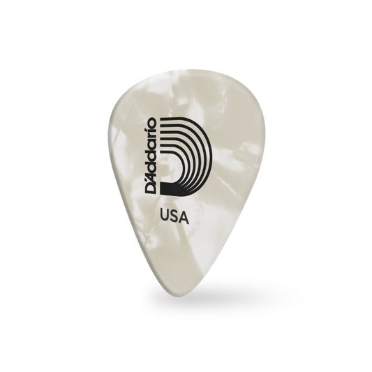 D'Addario White Pearl Celluloid Guitar Picks, 10 pack, Light