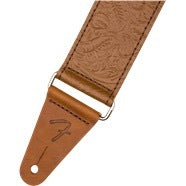 Fender Tooled Leather Guitar Strap, Brown, 2"