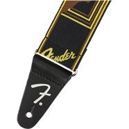 Fender WeighLess™ Monogram Strap, Black/Yellow/Brown, 2"