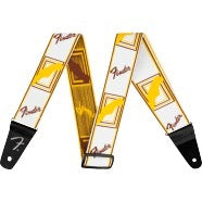 Fender WeighLess™ Monogram Strap, White/Brown/Yellow, 2"