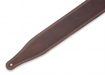 Levy's Dark Brown Leather Guitar Strap With Soft Garment Leather Backing