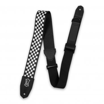 Levy's Right Height™ 2-Inch-Wide Polyester Guitar Strap with Black & White Checkered Motif