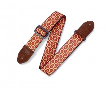 2" Print Guitar Strap on Polyester with Suede Leather Ends