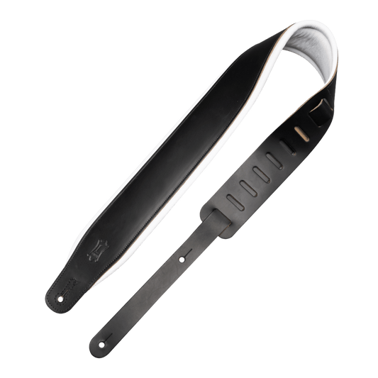 3 inch Wide Top Grain Leather Guitar Straps - Tuxedo