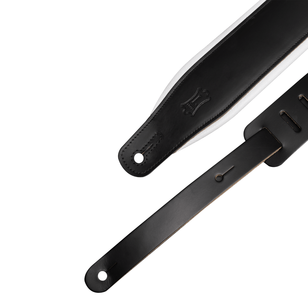 3 inch Wide Top Grain Leather Guitar Straps - Tuxedo