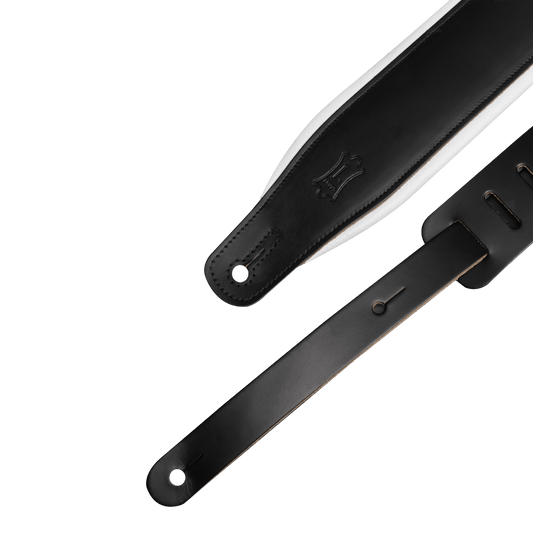 3 inch Wide Top Grain Leather Guitar Straps - Tuxedo