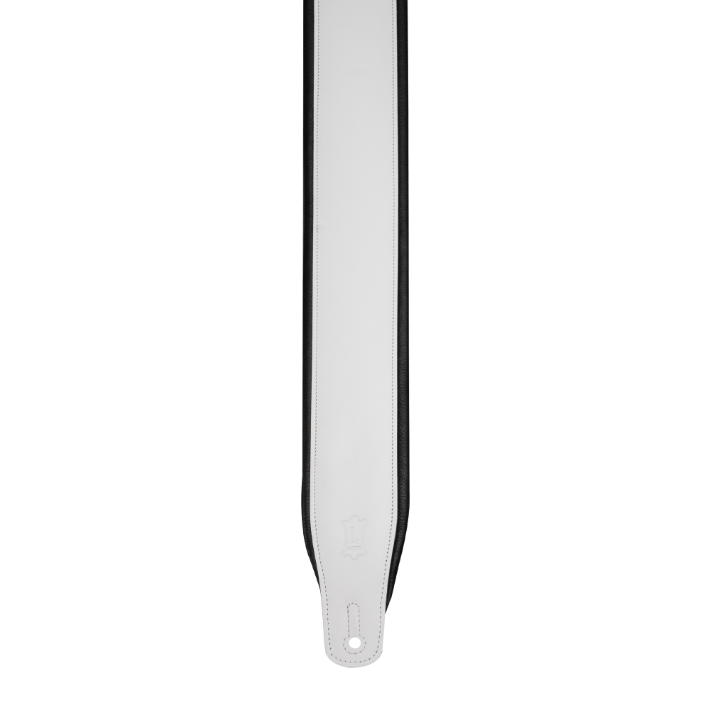 White and Black Top Grain Leather Guitar Straps