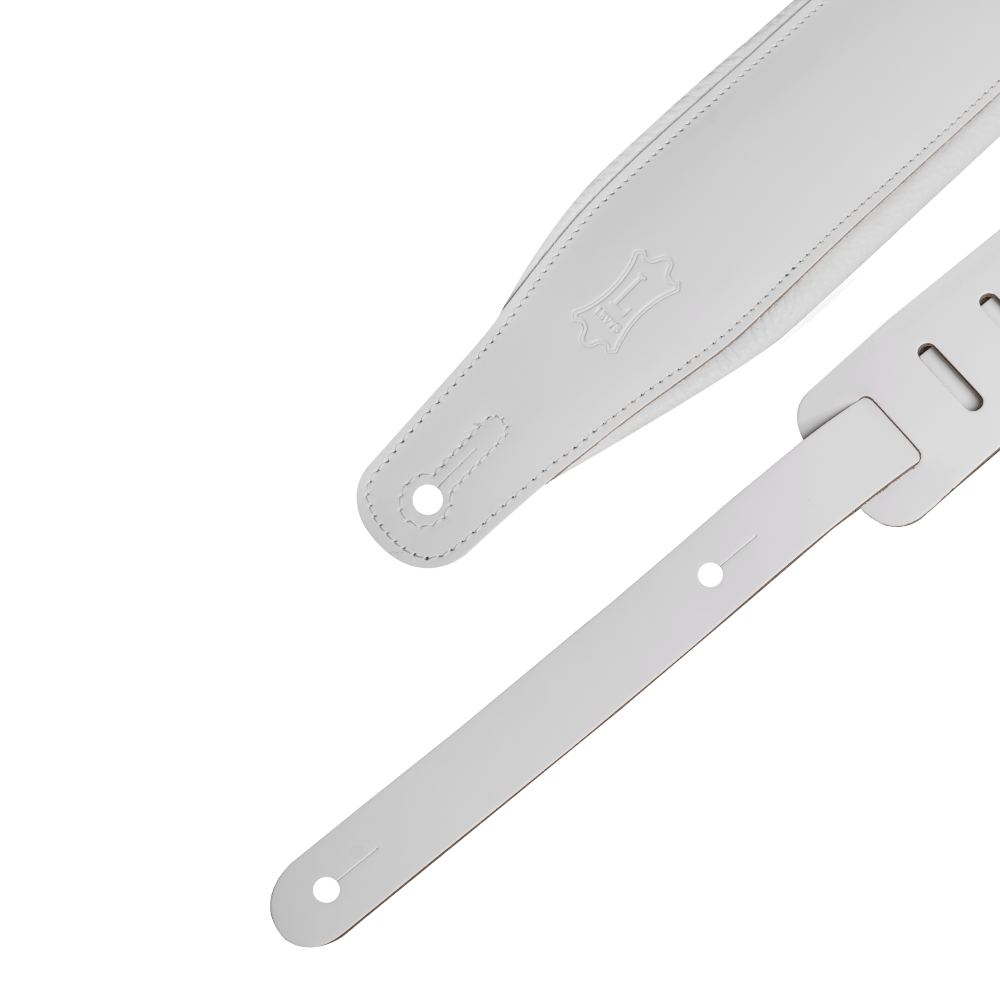 White Top Grain Leather Guitar Straps