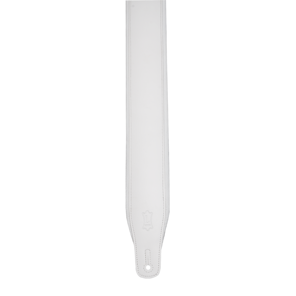 White Top Grain Leather Guitar Straps