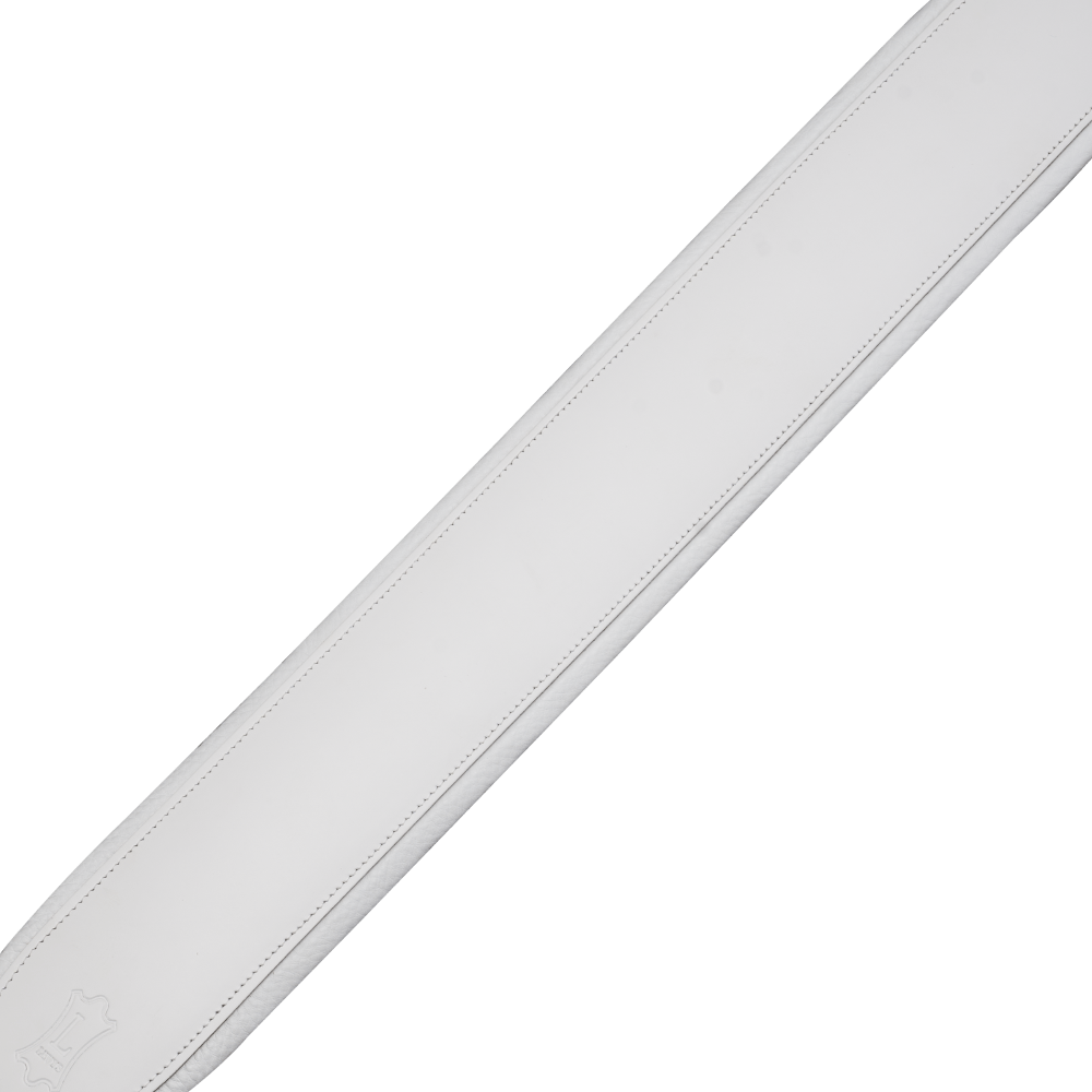 White Top Grain Leather Guitar Straps