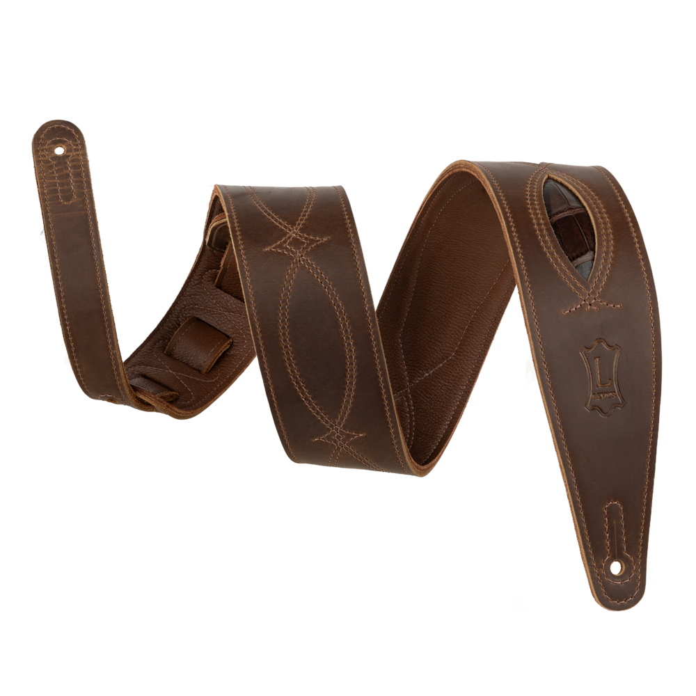 Levy's Brown/Whiskey Crocodile Leather Guitar Strap