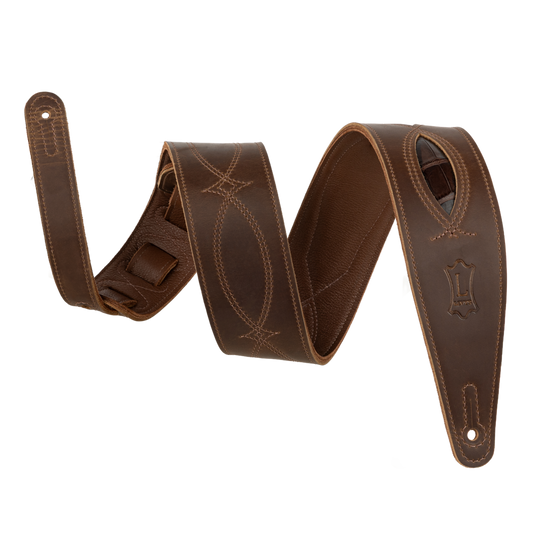 Levy's Brown/Whiskey Crocodile Leather Guitar Strap