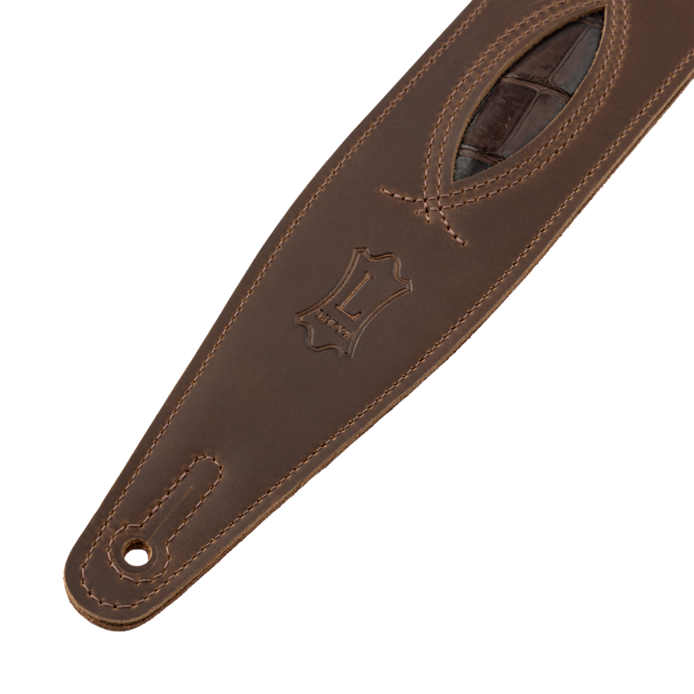 Levy's Brown/Whiskey Crocodile Leather Guitar Strap